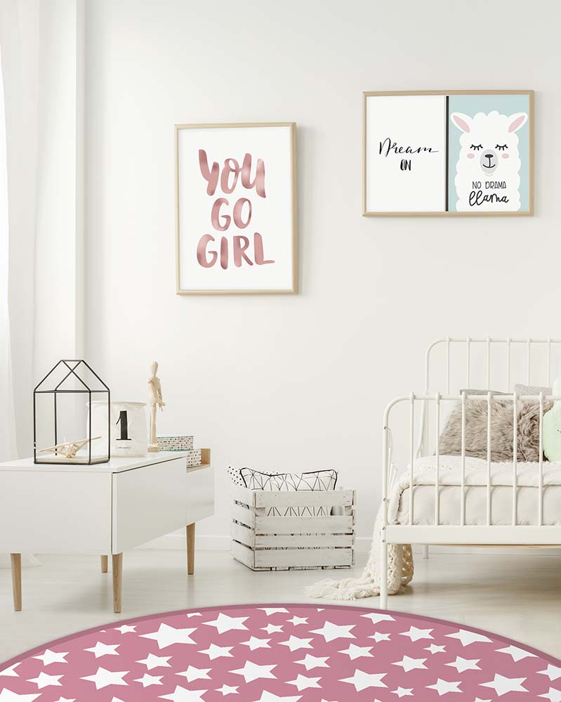 Alfombra Infantil Estrellas Rosa Redonda Home & Living 
