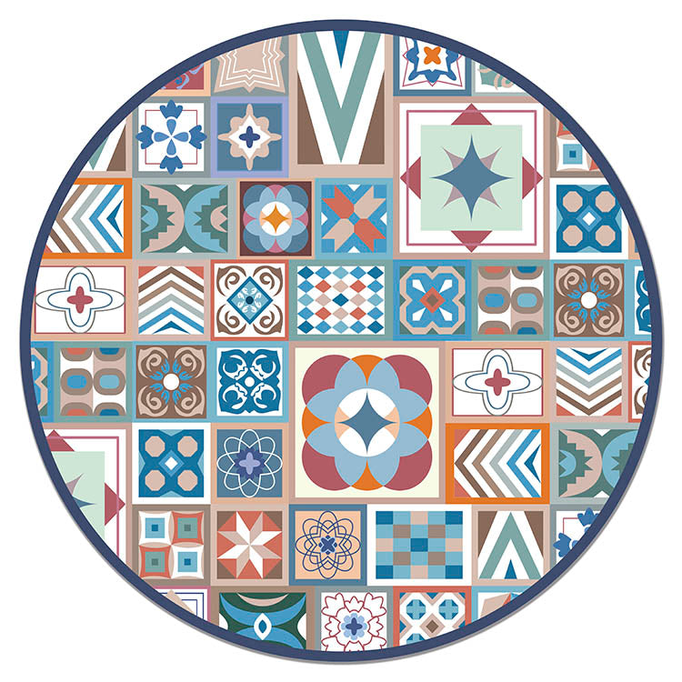 Alfombra Multicolor Estilo Hidráulico Redonda Home & Living 