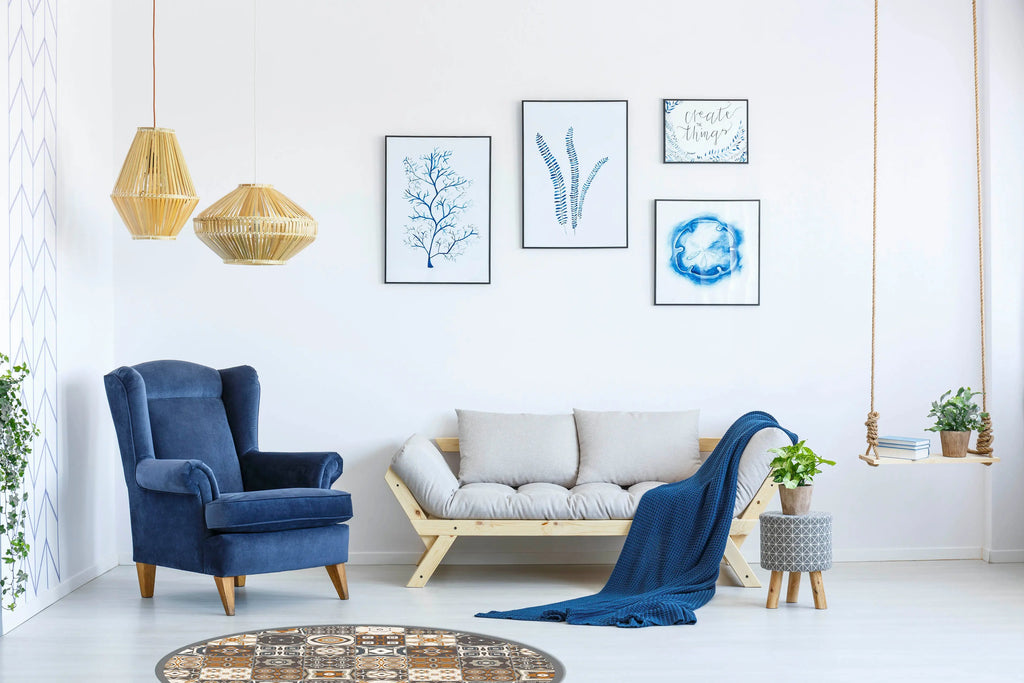 Alfombra Naranja Baldosa Hidráulica Redonda freeshipping - Home and Living