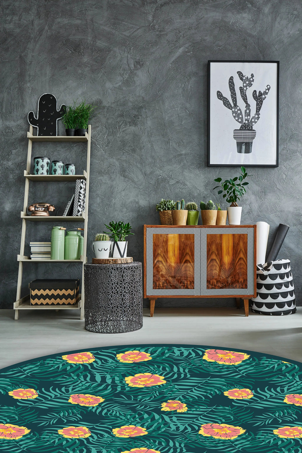 Alfombra Plantas Redonda freeshipping - Home and Living