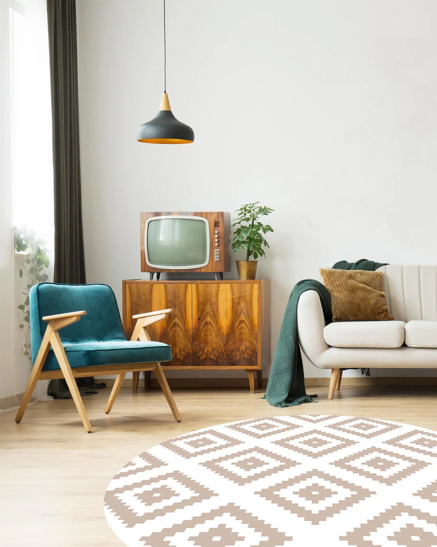 Alfombra Redonda Cuadros Rosa freeshipping - Home and Living