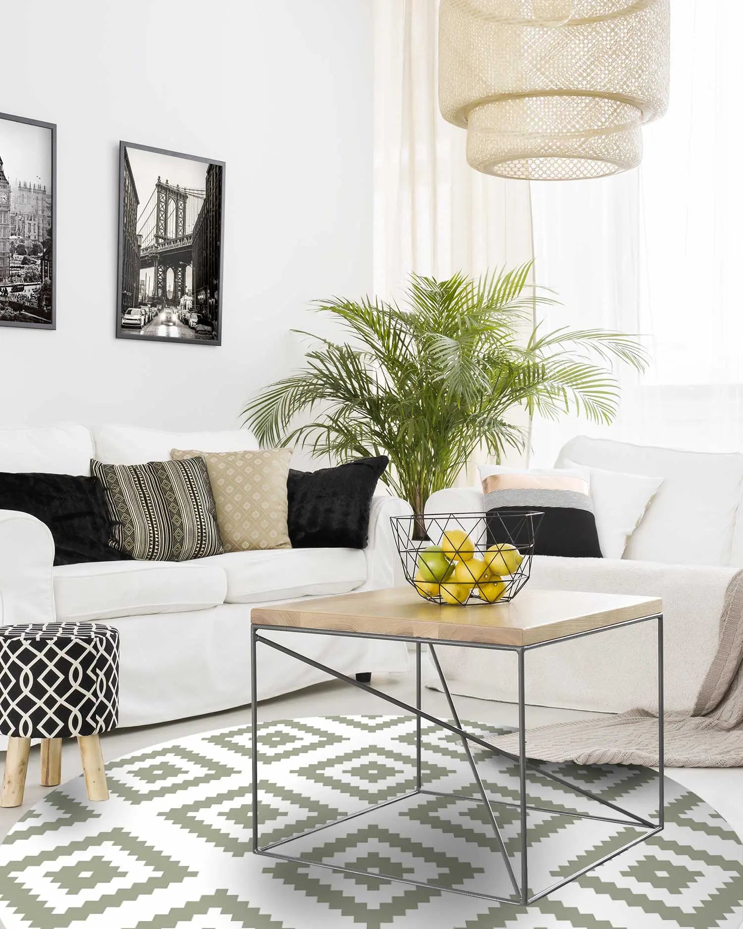 Alfombra Redonda Cuadros Verde freeshipping - Home and Living