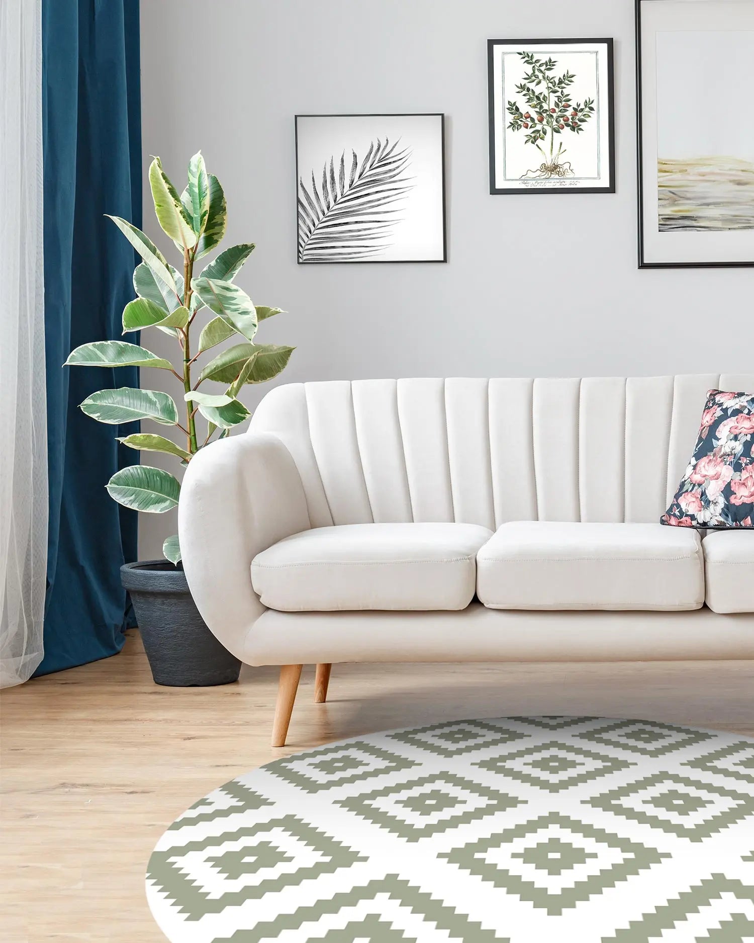 Alfombra Redonda Cuadros Verde freeshipping - Home and Living