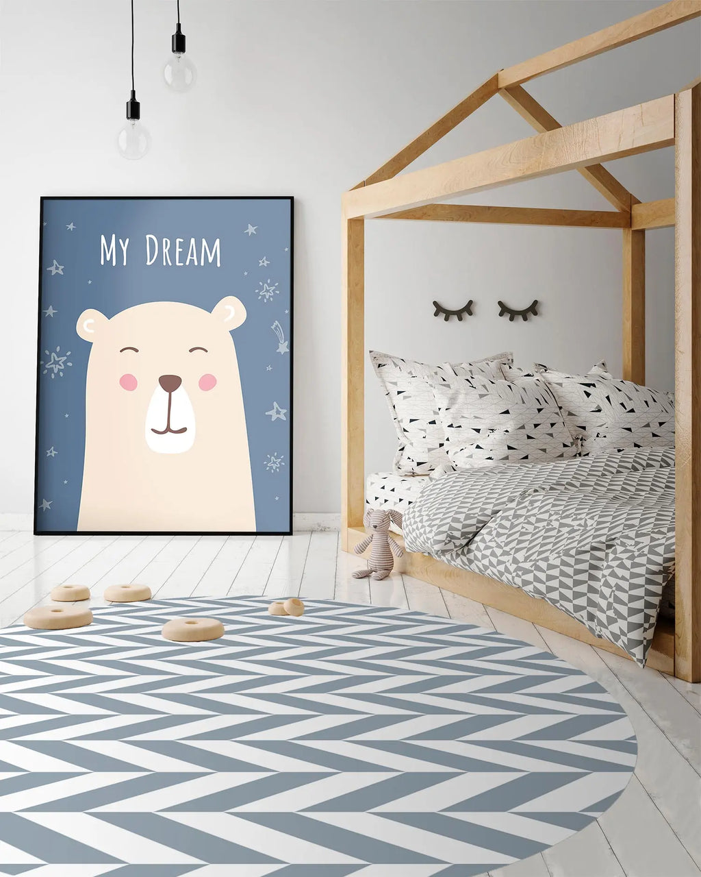 Alfombra Redonda Espigas Azul freeshipping - Home and Living