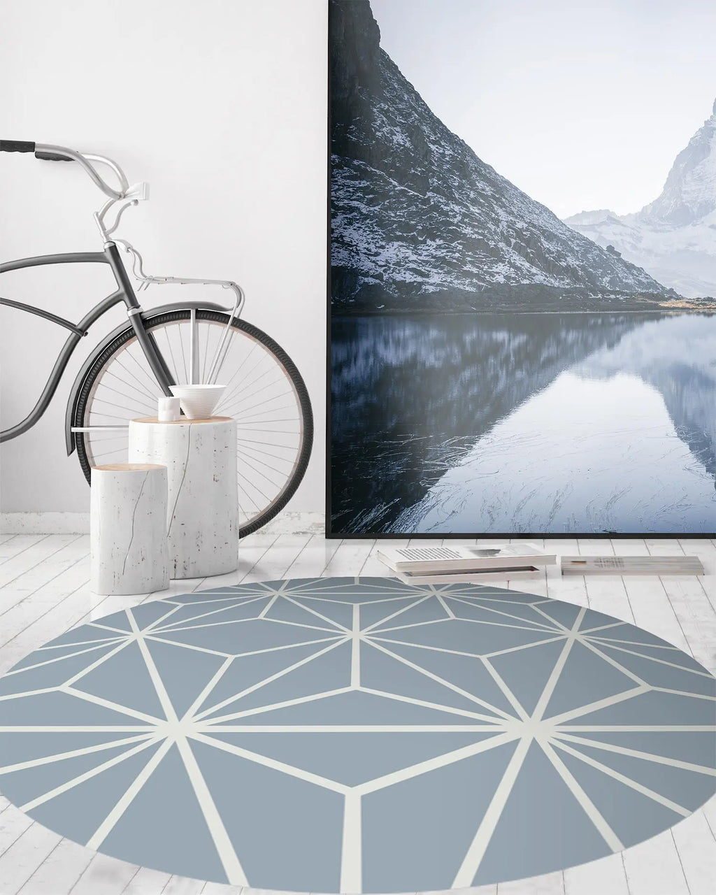 Alfombra Redonda Estrellada Azul freeshipping - Home and Living