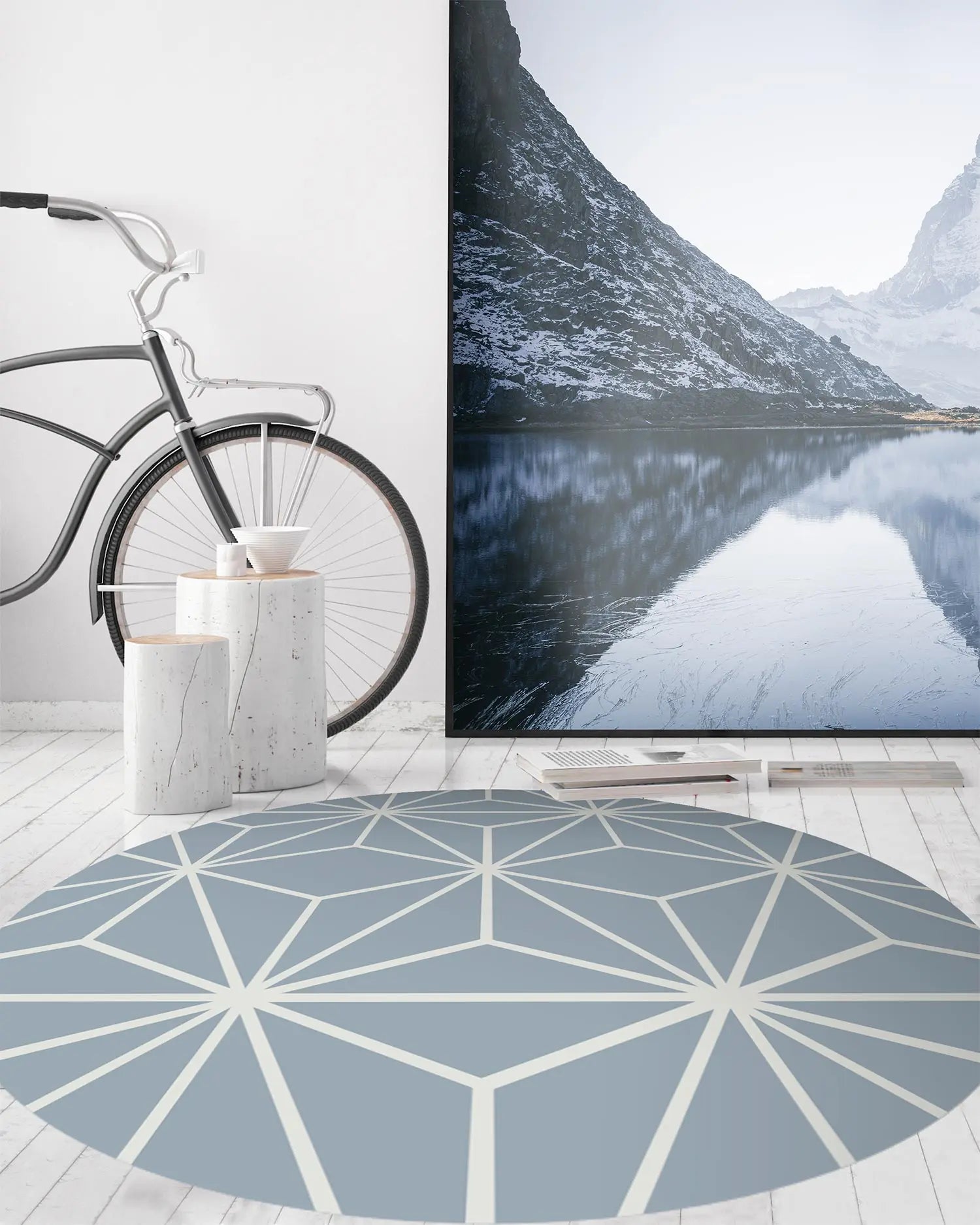 Alfombra Redonda Estrellada Azul freeshipping - Home and Living