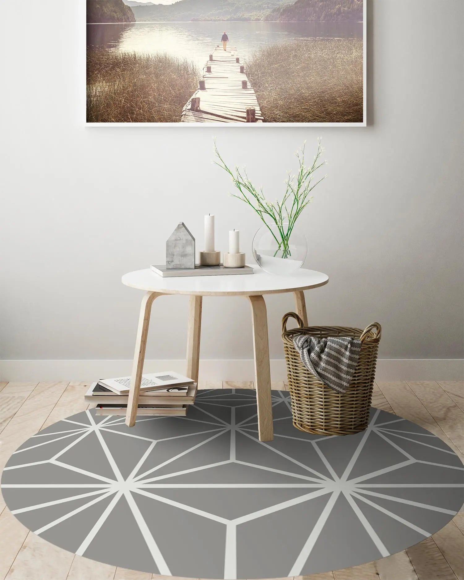 Alfombra Redonda Estrellada Gris freeshipping - Home and Living