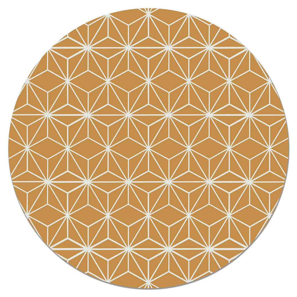 Alfombra Redonda Estrellada Mostaza freeshipping - Home and Living