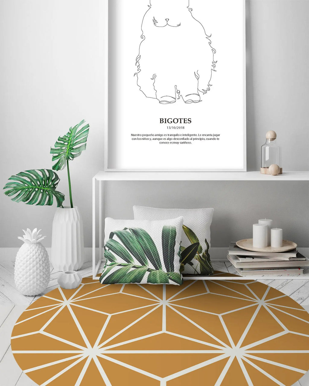 Alfombra Redonda Estrellada Mostaza freeshipping - Home and Living