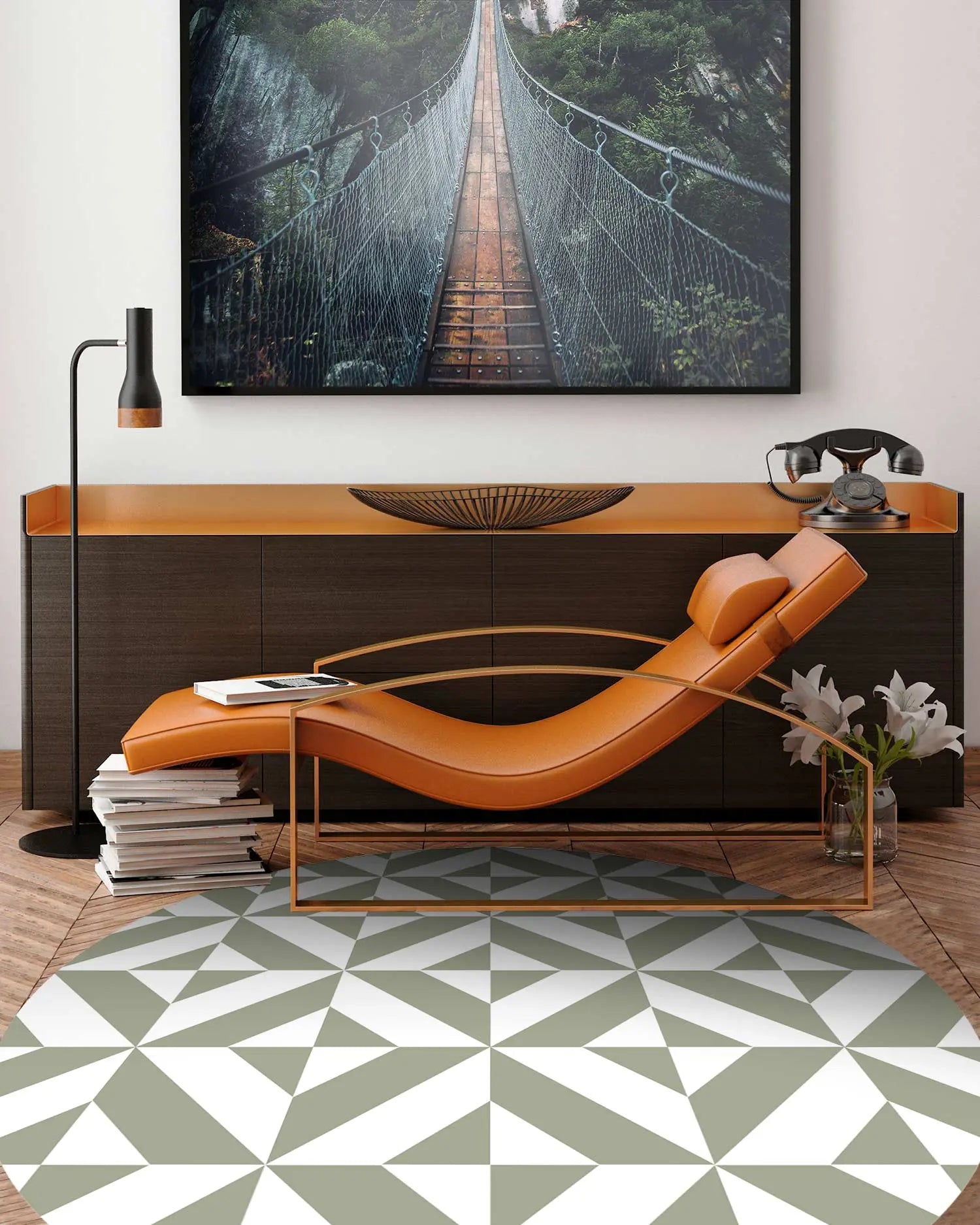 Alfombra Redonda Geometría Verde freeshipping - Home and Living