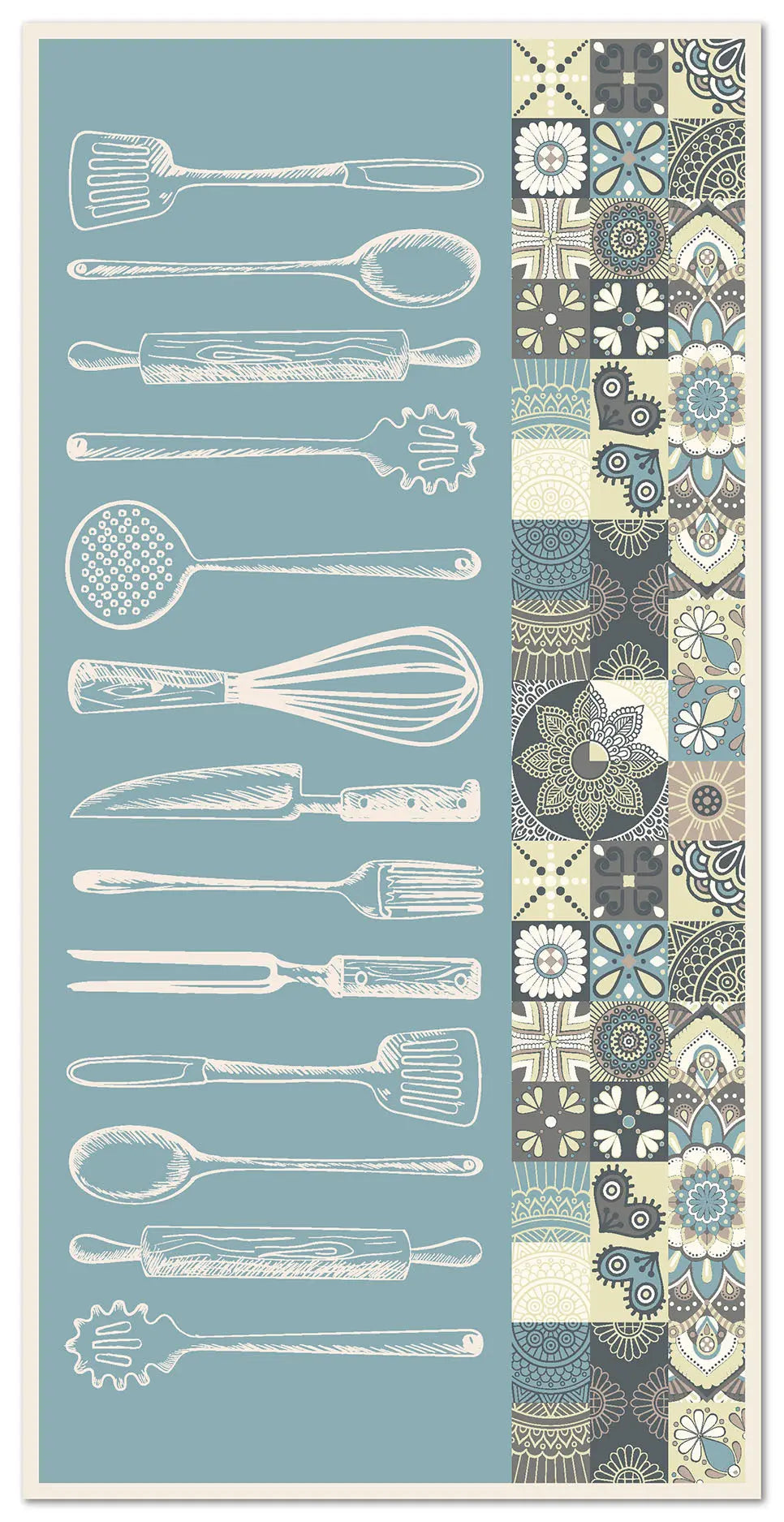 Alfombra Utensilios Cocina Azul freeshipping - Home and Living