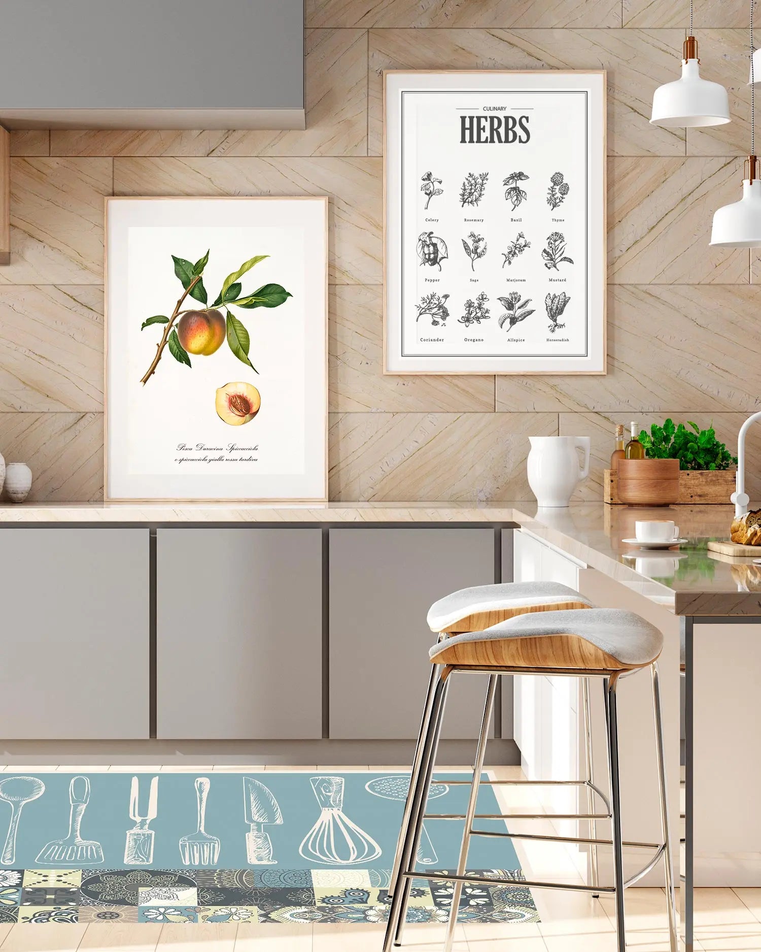 Alfombra Utensilios Cocina Azul freeshipping - Home and Living