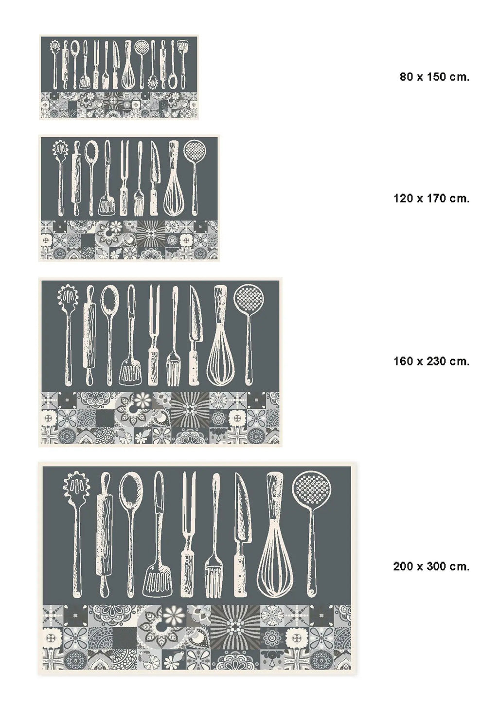 Alfombra Utensilios Cocina Gris freeshipping - Home and Living