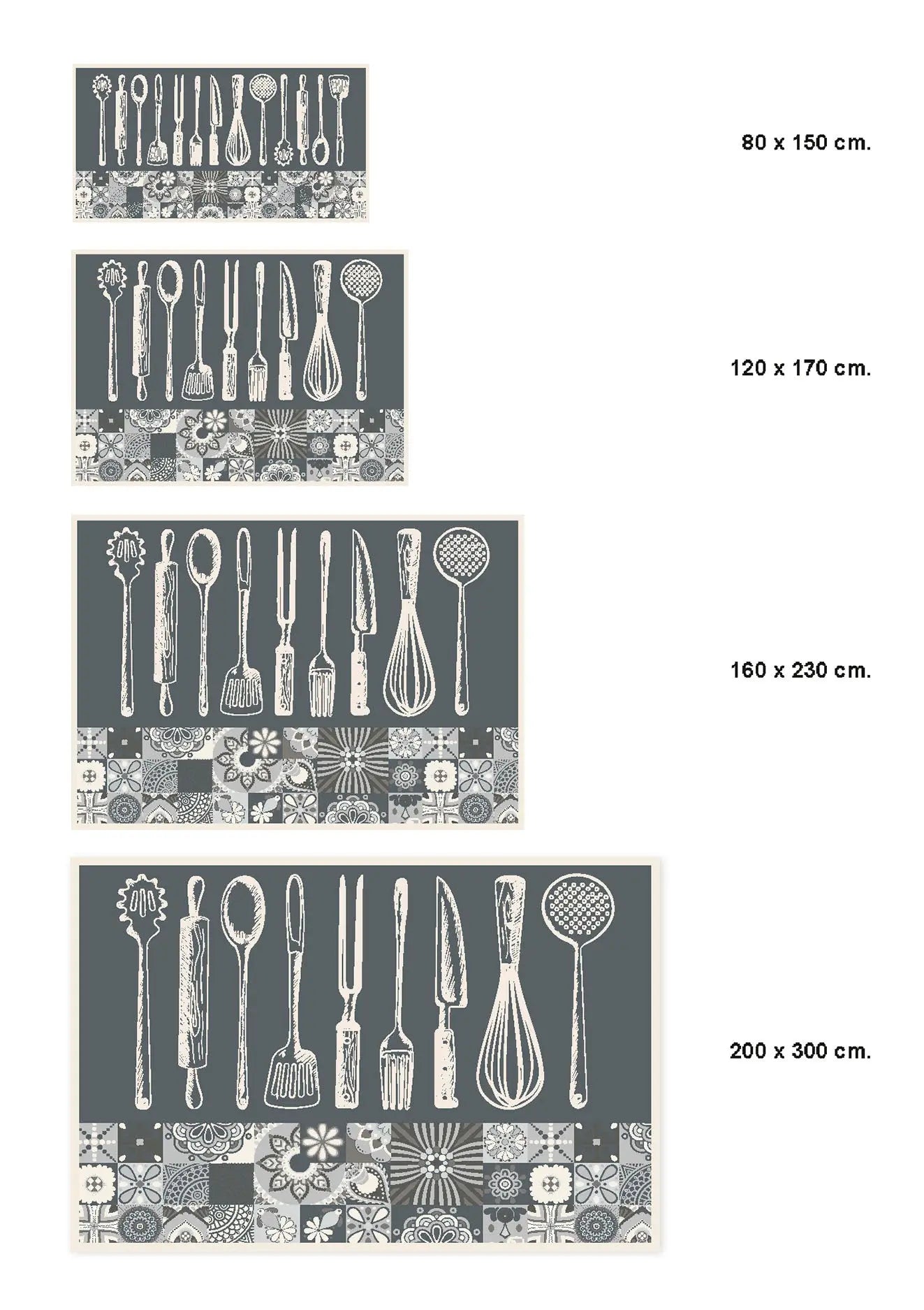 Alfombra Utensilios Cocina Gris freeshipping - Home and Living