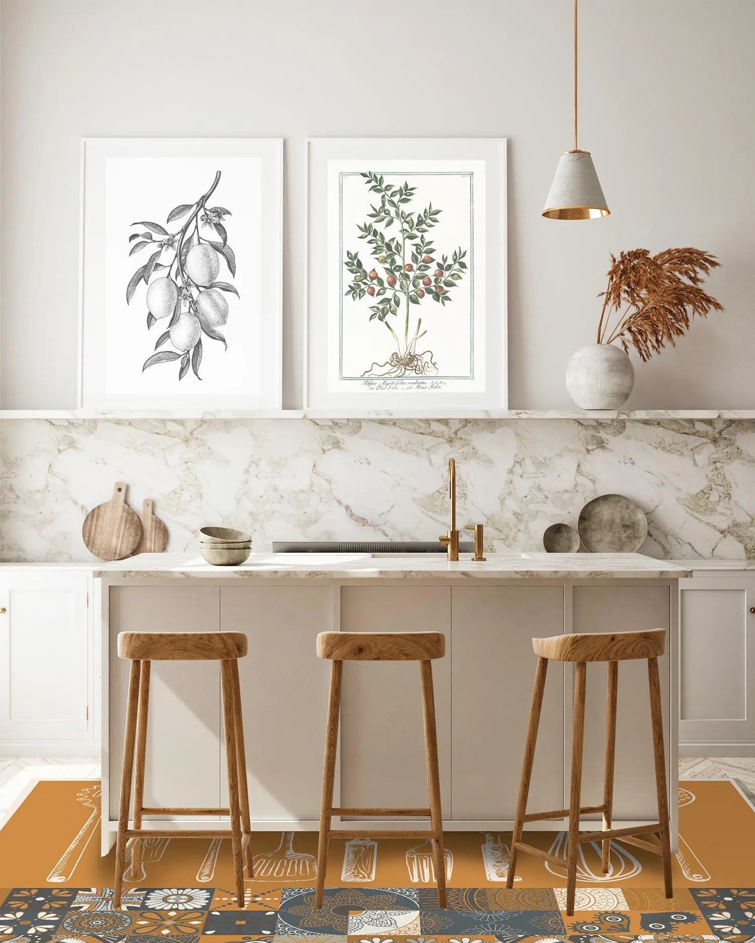 Alfombra Utensilios Cocina Naranja freeshipping - Home and Living