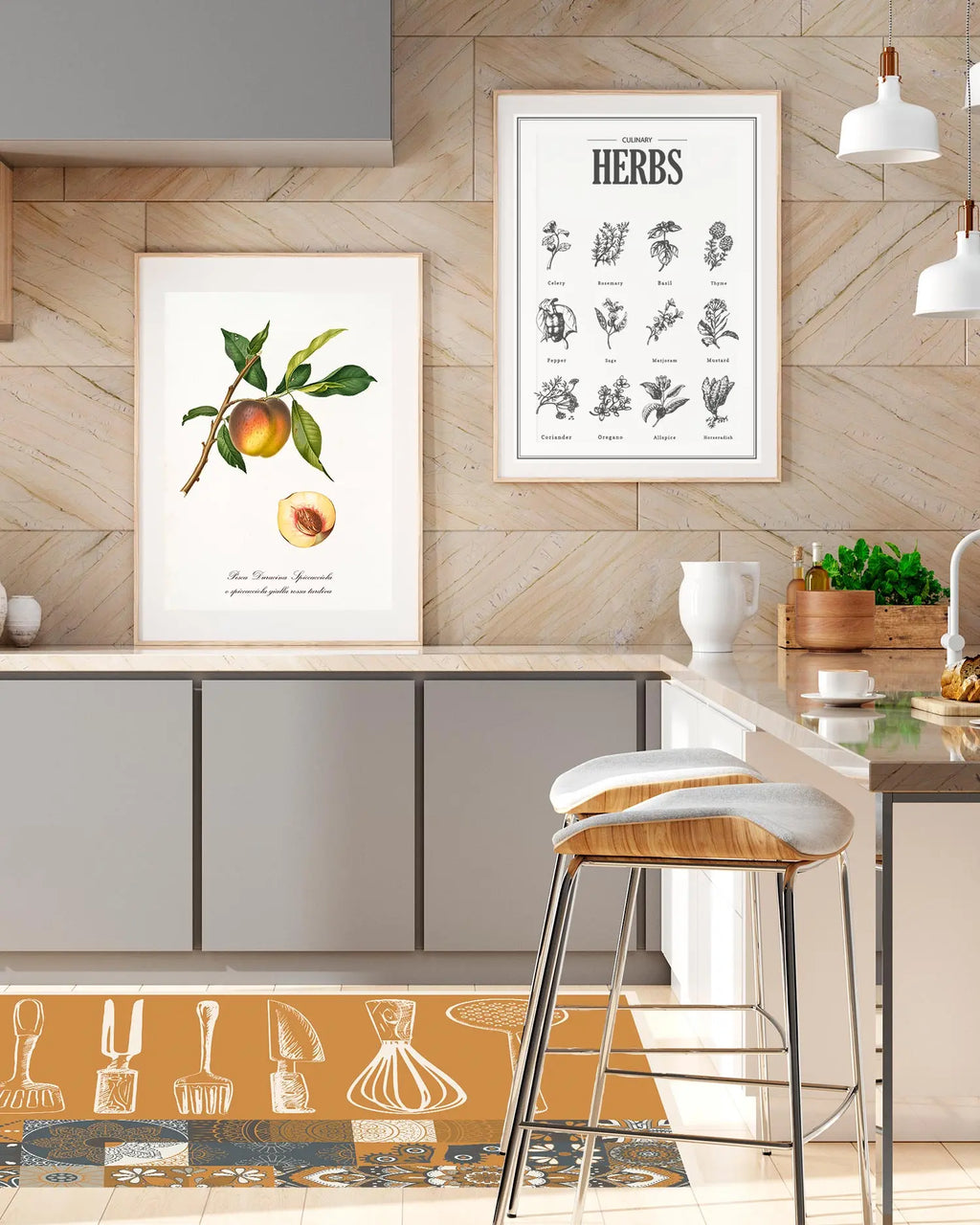 Alfombra Utensilios Cocina Naranja freeshipping - Home and Living