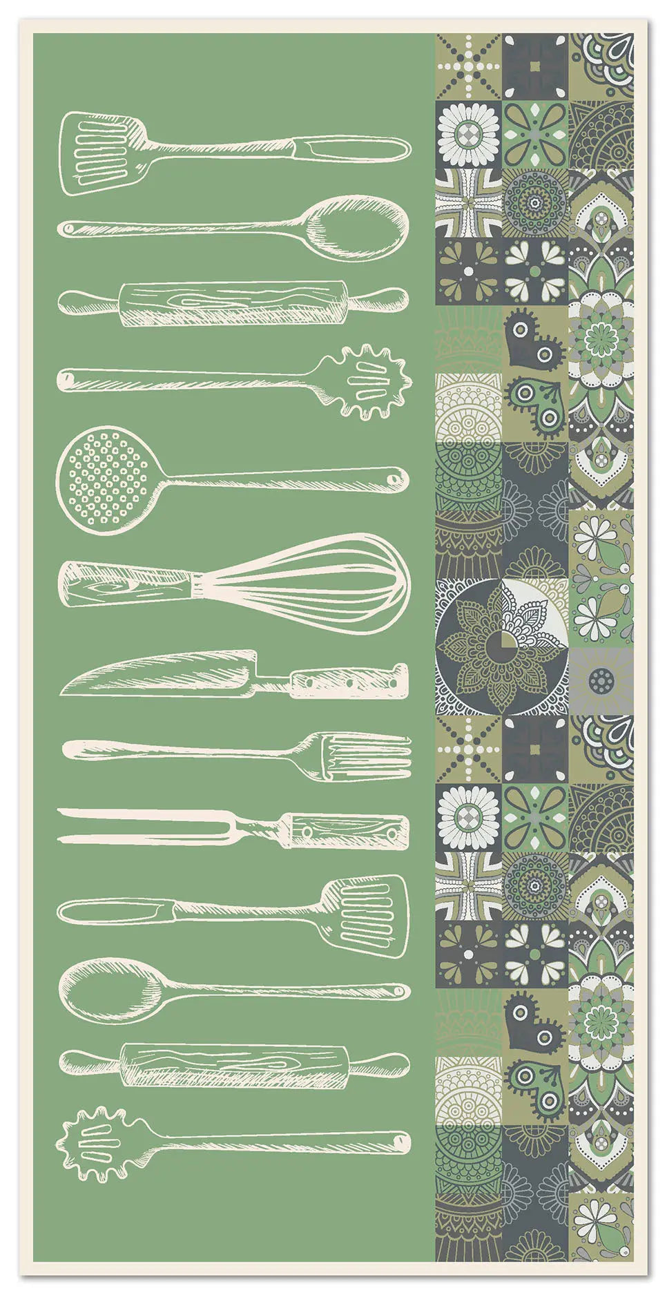 Alfombra Utensilios Cocina Verde freeshipping - Home and Living