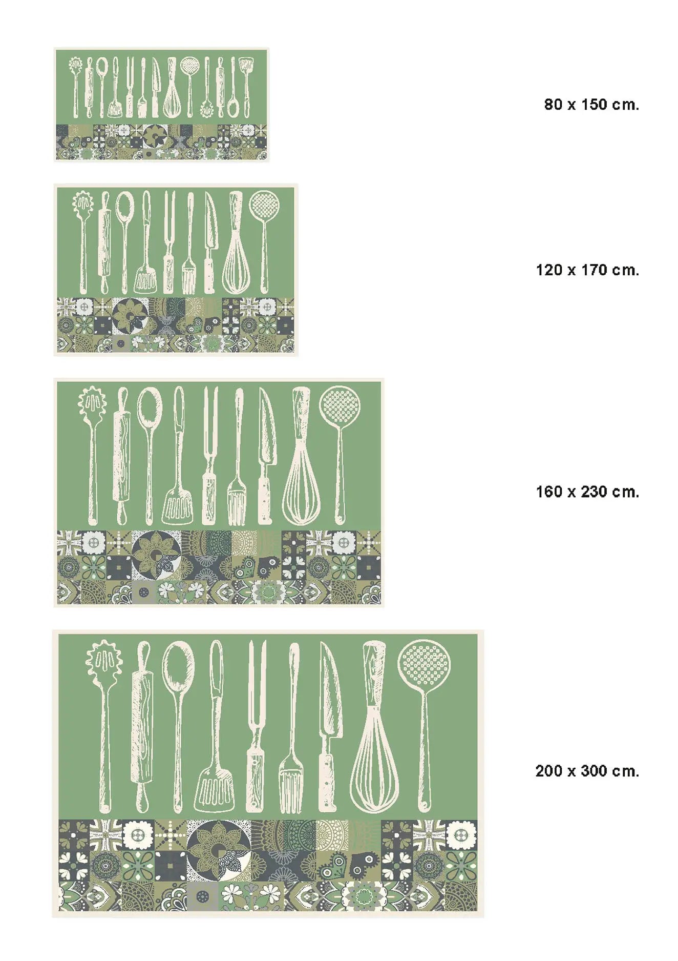Alfombra Utensilios Cocina Verde freeshipping - Home and Living