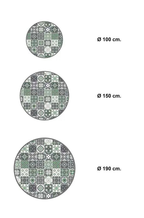 Alfombra Verde Baldosa Hidráulica Redonda Home & Living 