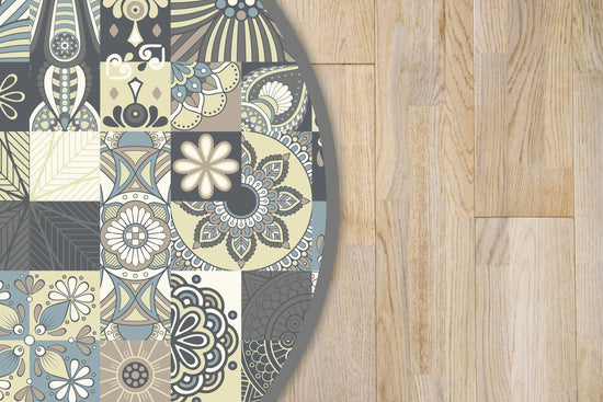 Alfombra Verde Estilo Hidráulico Redonda freeshipping - Home and Living