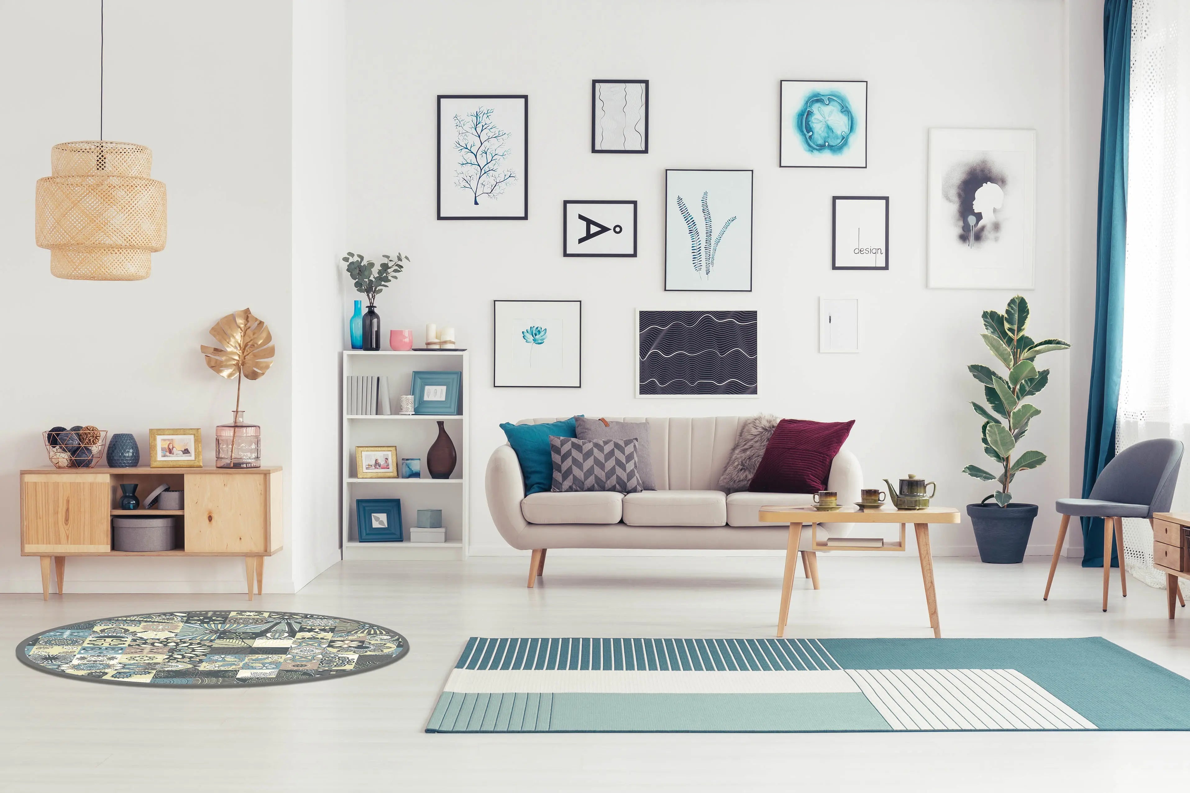 Alfombra Verde Estilo Hidráulico Redonda freeshipping - Home and Living