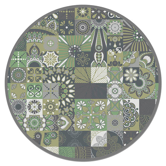 Alfombra Verde Estilo Hidráulico Redonda Home & Living