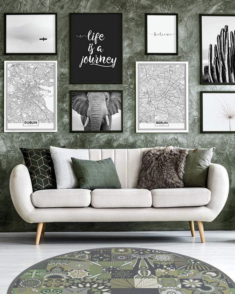 Alfombra Verde Estilo Hidráulico Redonda Home & Living 