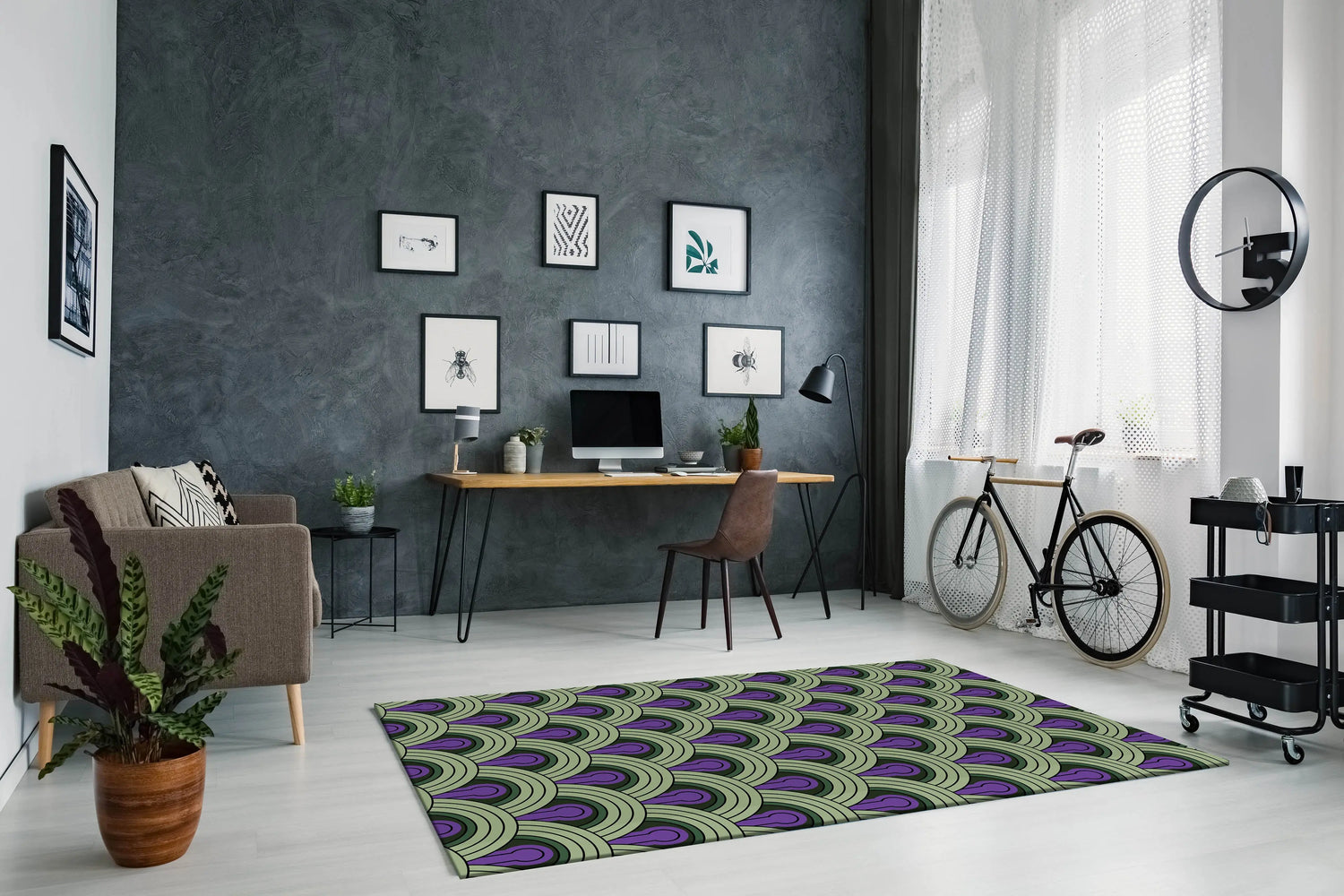 Alfombra Verde Hidráulico Redonda freeshipping - Home and Living