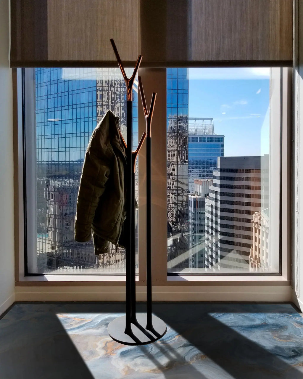 Alfombra Vinílica Mármol Azul y Naranja freeshipping - Home and Living