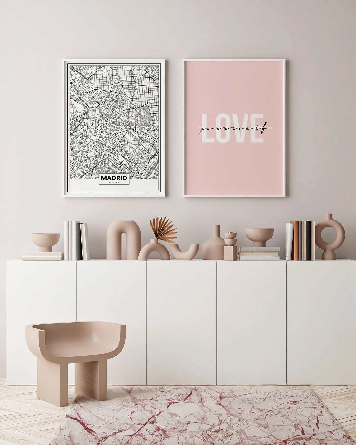 Alfombra Vinílica Mármol Blanco y Rosa freeshipping - Home and Living