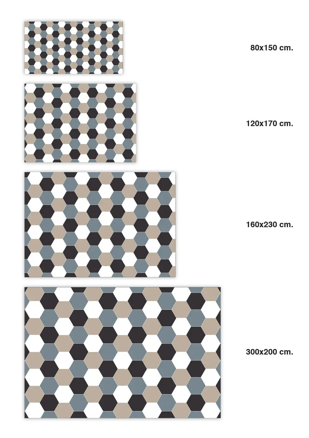 Alfombra Vinílica Mosaico Hexágonos Tono Azul freeshipping - Home and Living