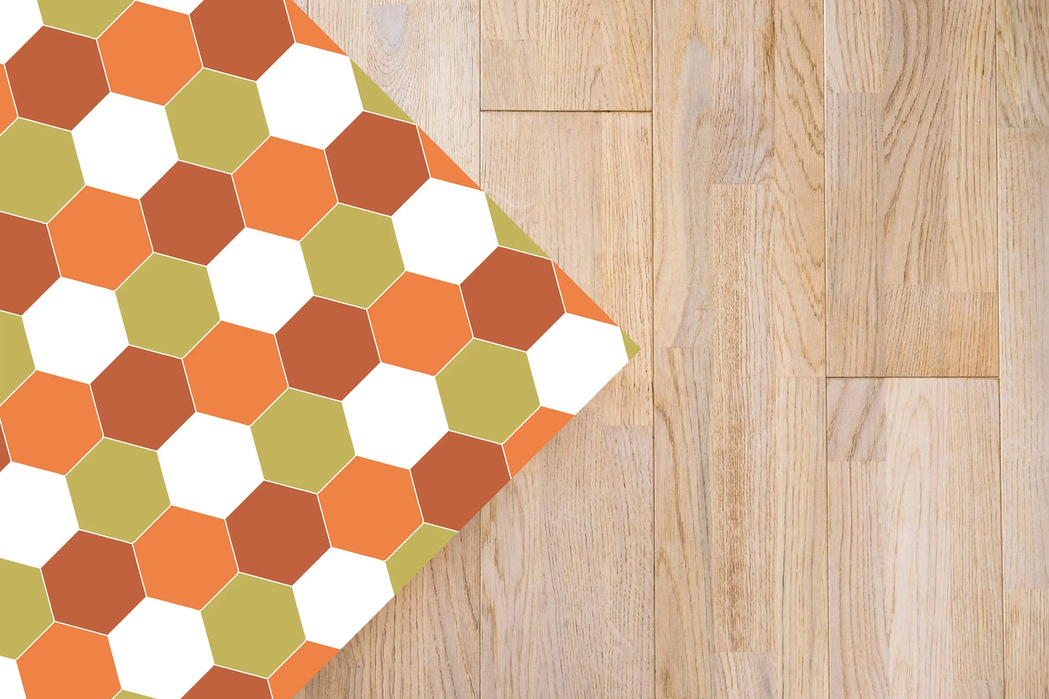 Alfombra Vinílica Mosaico Hexágonos Tono Naranja freeshipping - Home and Living