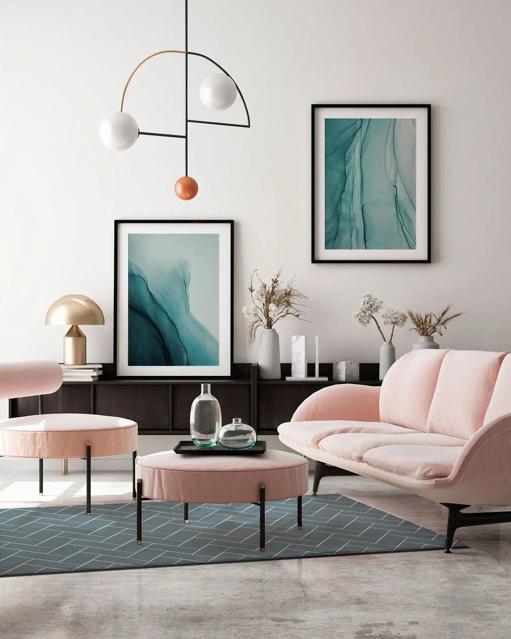 Alfombra Vinílica Mosaico Ladrillos Azul freeshipping - Home and Living