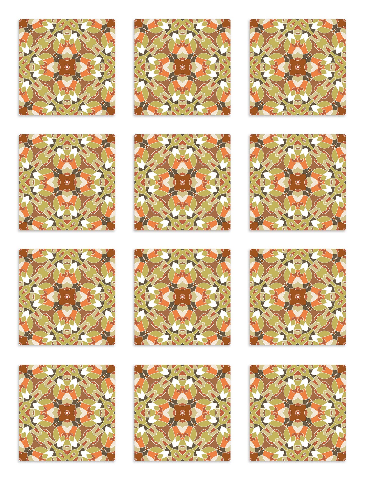 Azulejo Adhesivo Baldosa Modelo Oriental Naranja Home & Living 