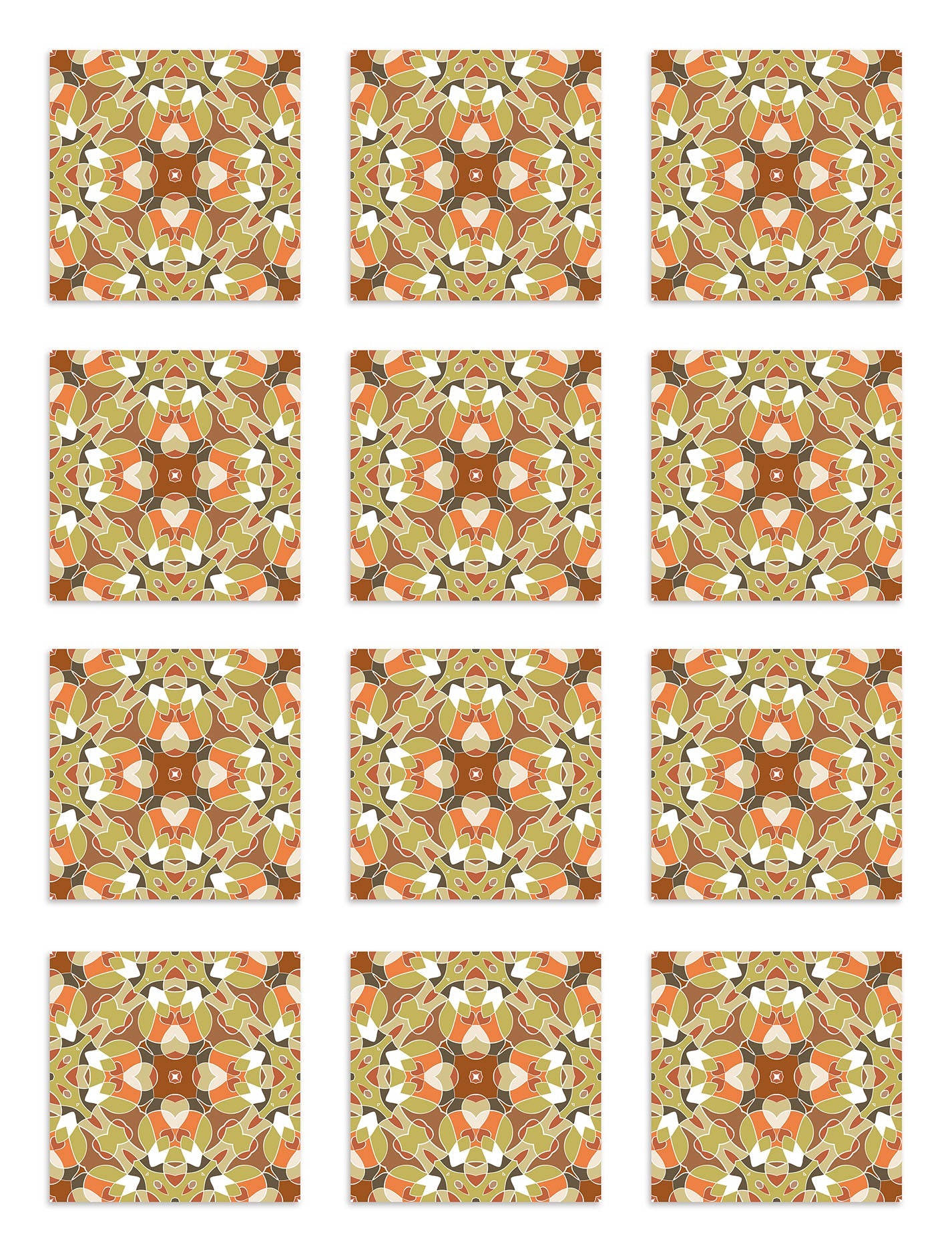 Azulejo Adhesivo Baldosa Modelo Oriental Naranja Home & Living 