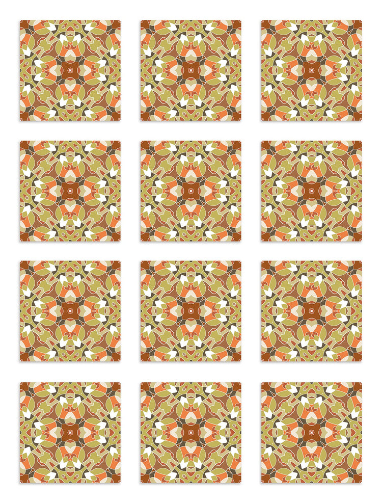 Azulejo Adhesivo Baldosa Modelo Oriental Naranja Home & Living 