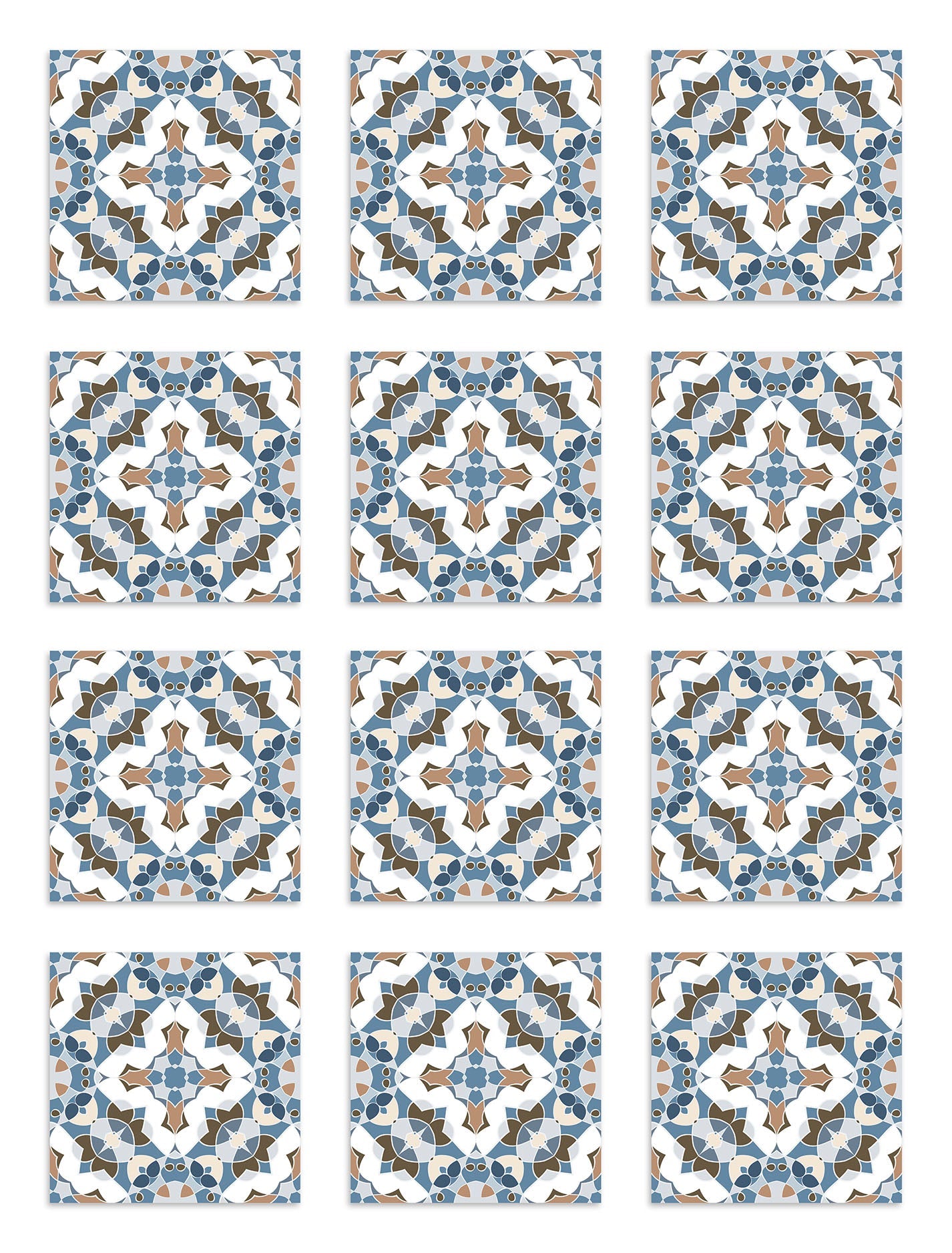 Azulejo Adhesivo Baldosín Estilo Oriental Azul Home & Living 