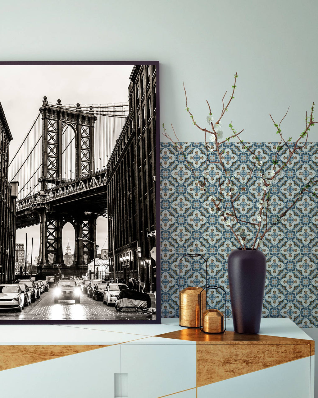 Azulejo Adhesivo Baldosín Estilo Oriental Azul Home & Living 