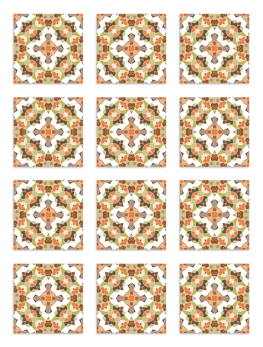 Azulejo Adhesivo Baldosín Estilo Oriental Naranja Home & Living 