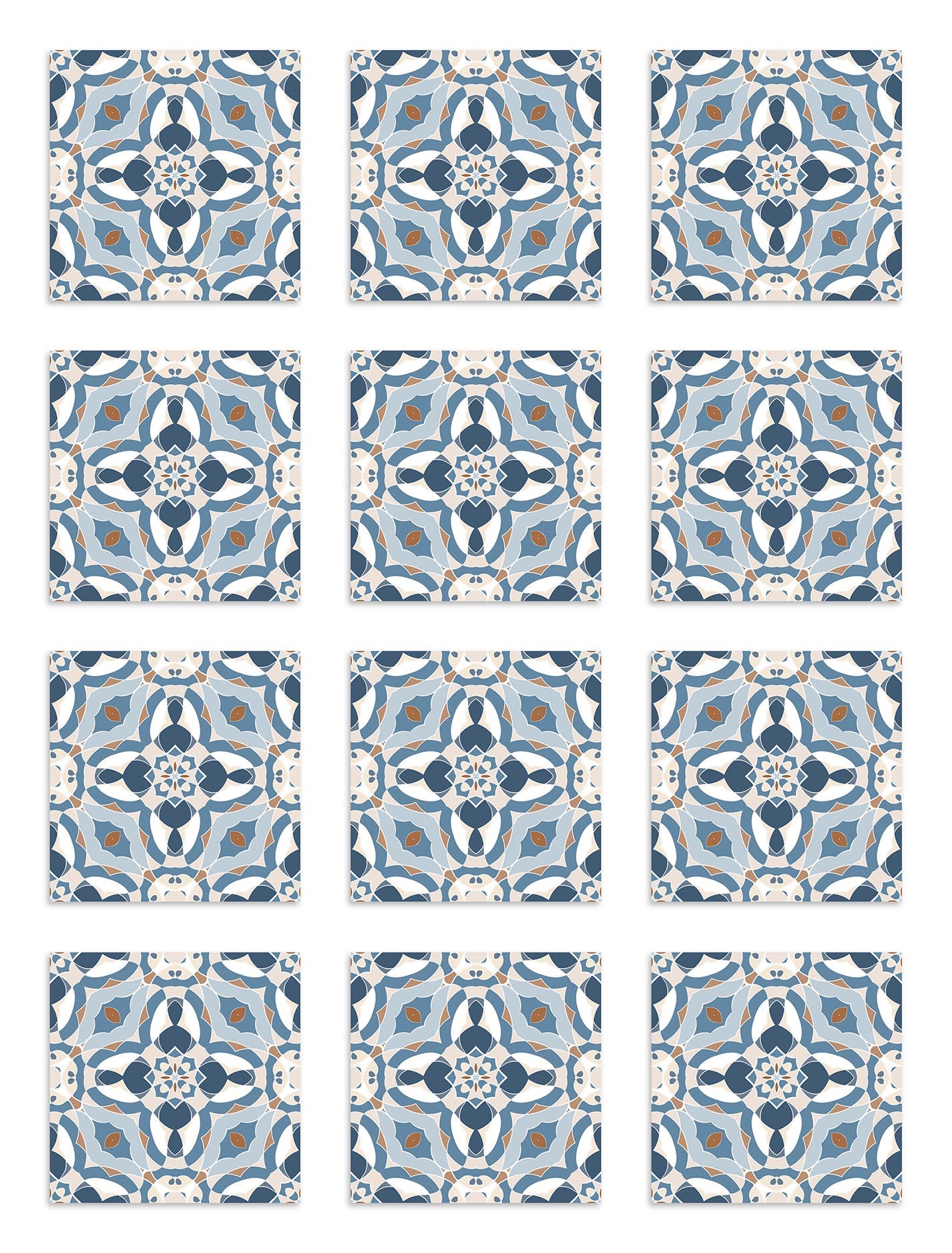 Azulejo Adhesivo Baldosín Oriental Caleidoscopio Azul Home & Living 