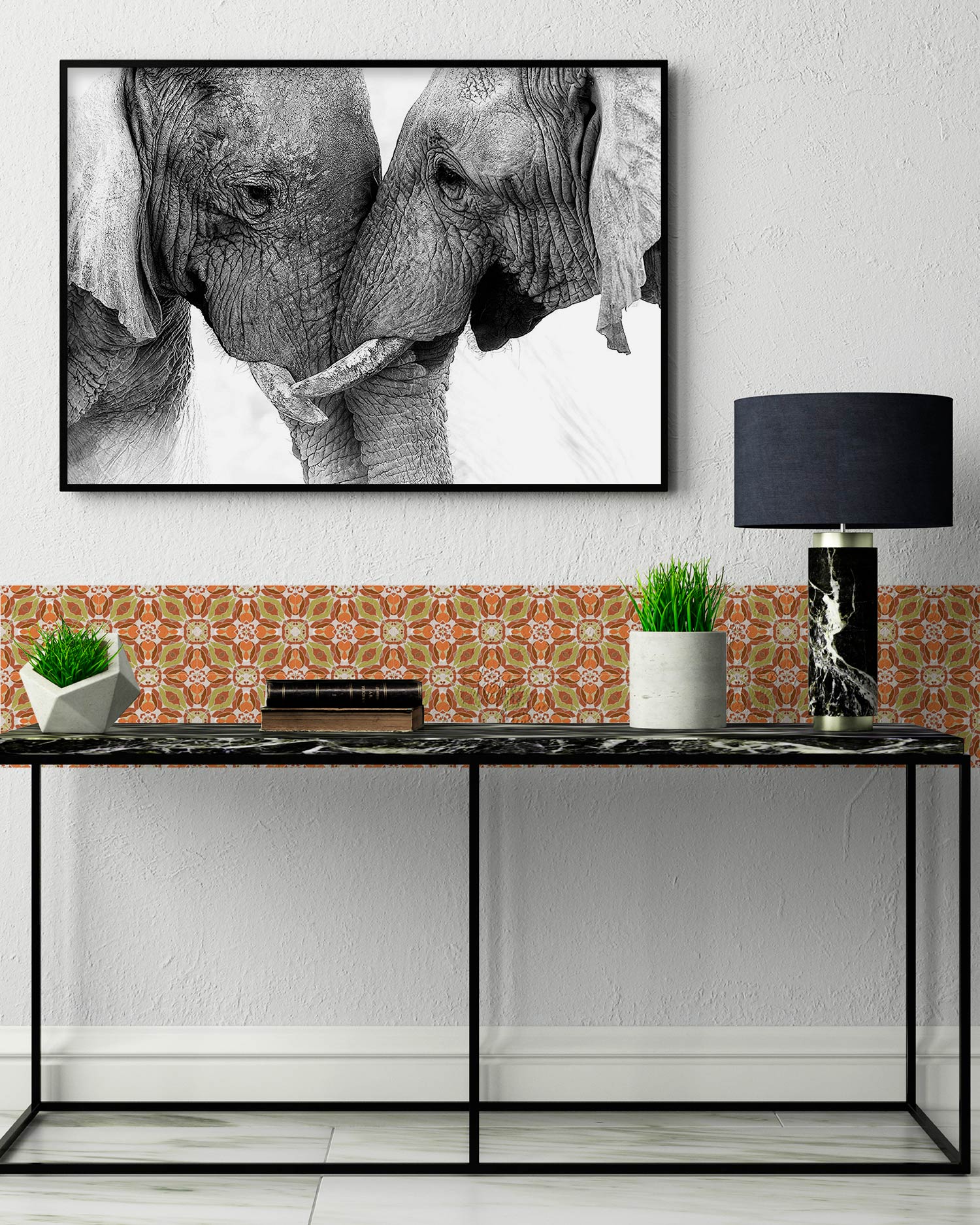 Azulejo Adhesivo Baldosín Oriental Caleidoscopio Naranja Home & Living 