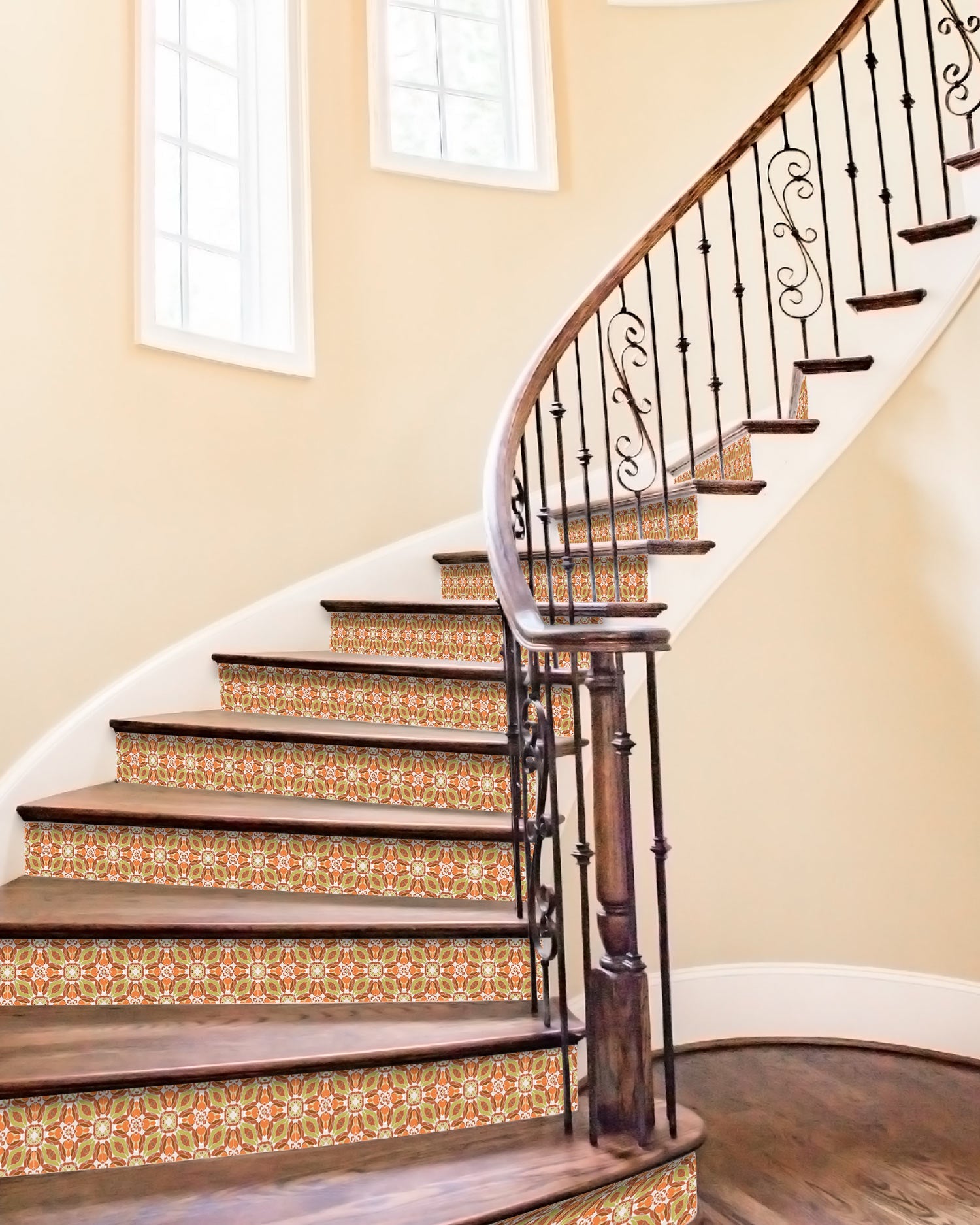 Azulejo Adhesivo Baldosín Oriental Caleidoscopio Naranja Home & Living 