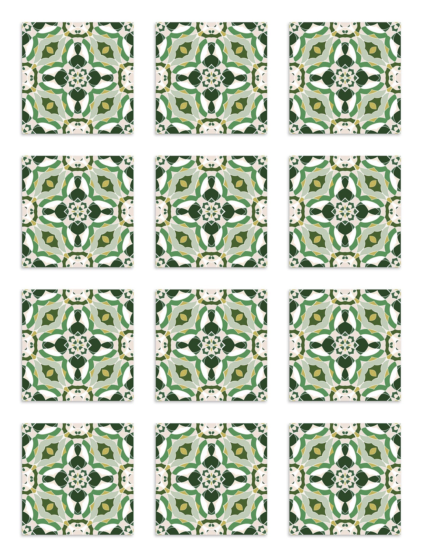Azulejo Adhesivo Baldosín Oriental Caleidoscopio Verde Home & Living 