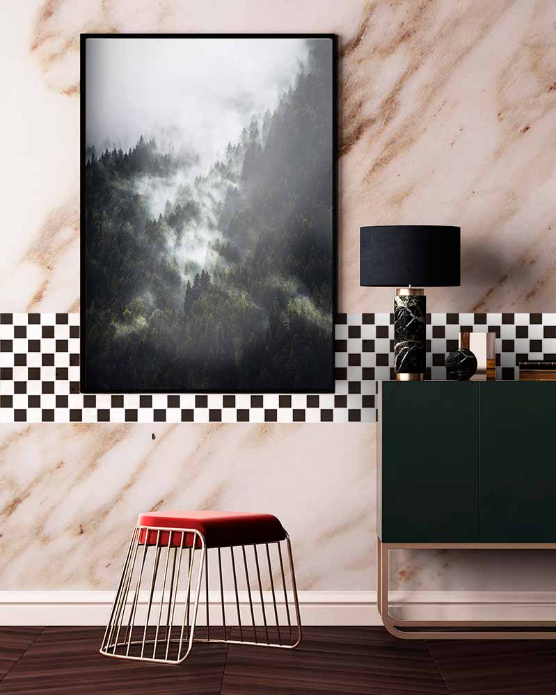 Azulejo Adhesivo Cuadrado Blanco y Negro Home & Living 