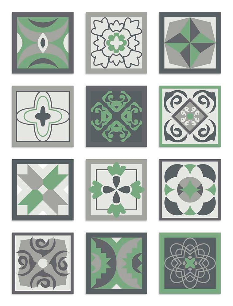 Azulejo Adhesivo Diseño Hidráulico Verde Home & Living 