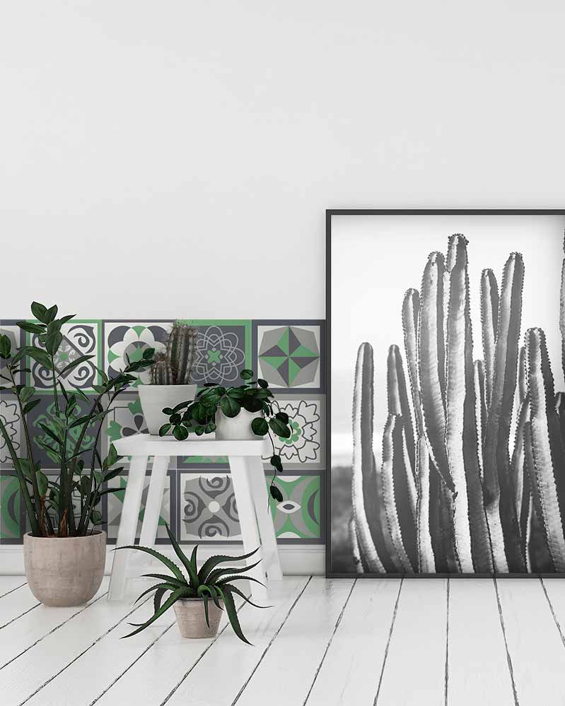 Azulejo Adhesivo Diseño Hidráulico Verde Home & Living 