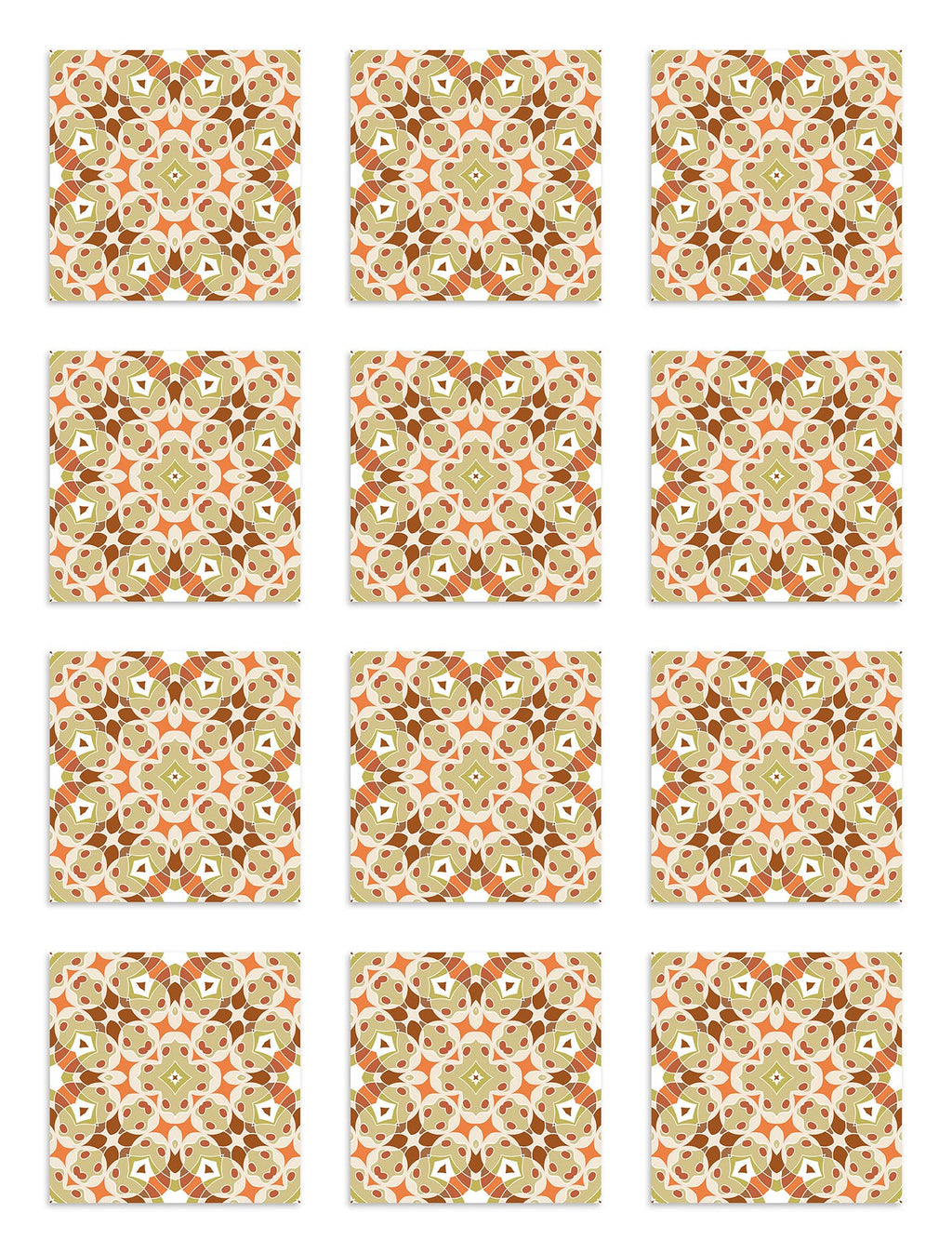 Azulejo Adhesivo Hidráulica Tipo Oriental Naranja Home & Living 