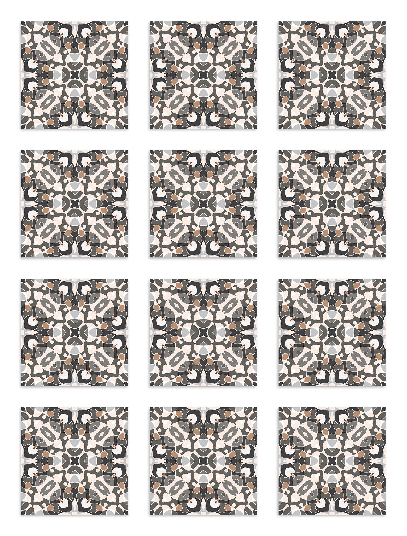 Azulejo Adhesivo Hidráulico Estilo Oriental Gris Home & Living 