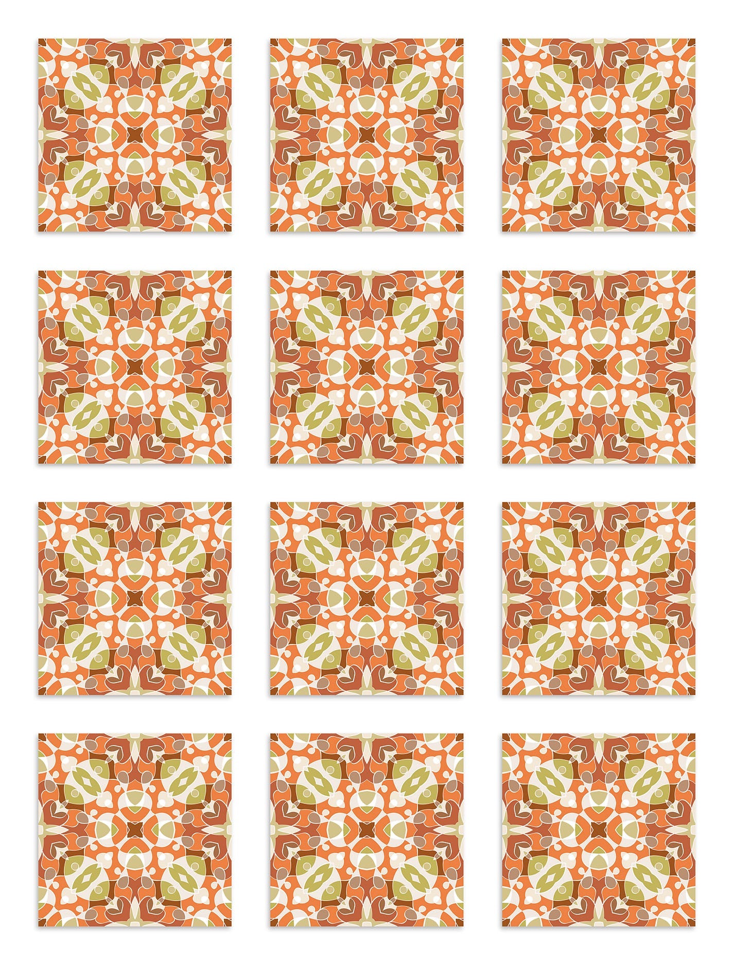 Azulejo Adhesivo Hidráulico Estilo Oriental Naranja Home & Living 