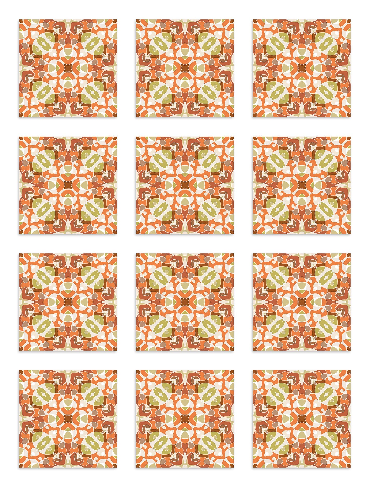 Azulejo Adhesivo Hidráulico Estilo Oriental Naranja Home & Living 